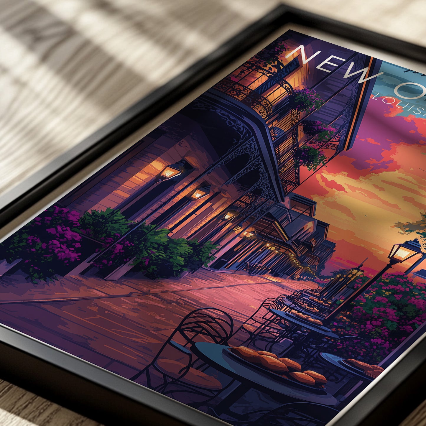 New Orleans Travel Poster – Bourbon Street Wall Art Print