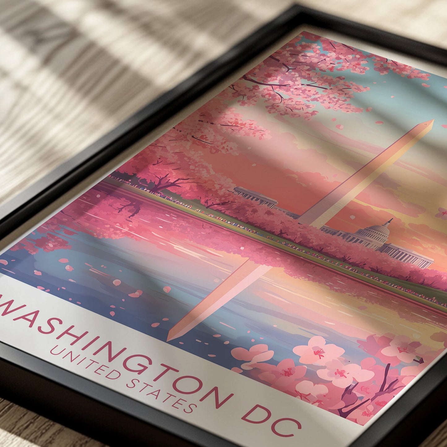 Washington DC Cherry Blossom Poster, Wall Art, Travel Print, Wedding gift, Cherry Blossom in DC, Washington DC Poster Print