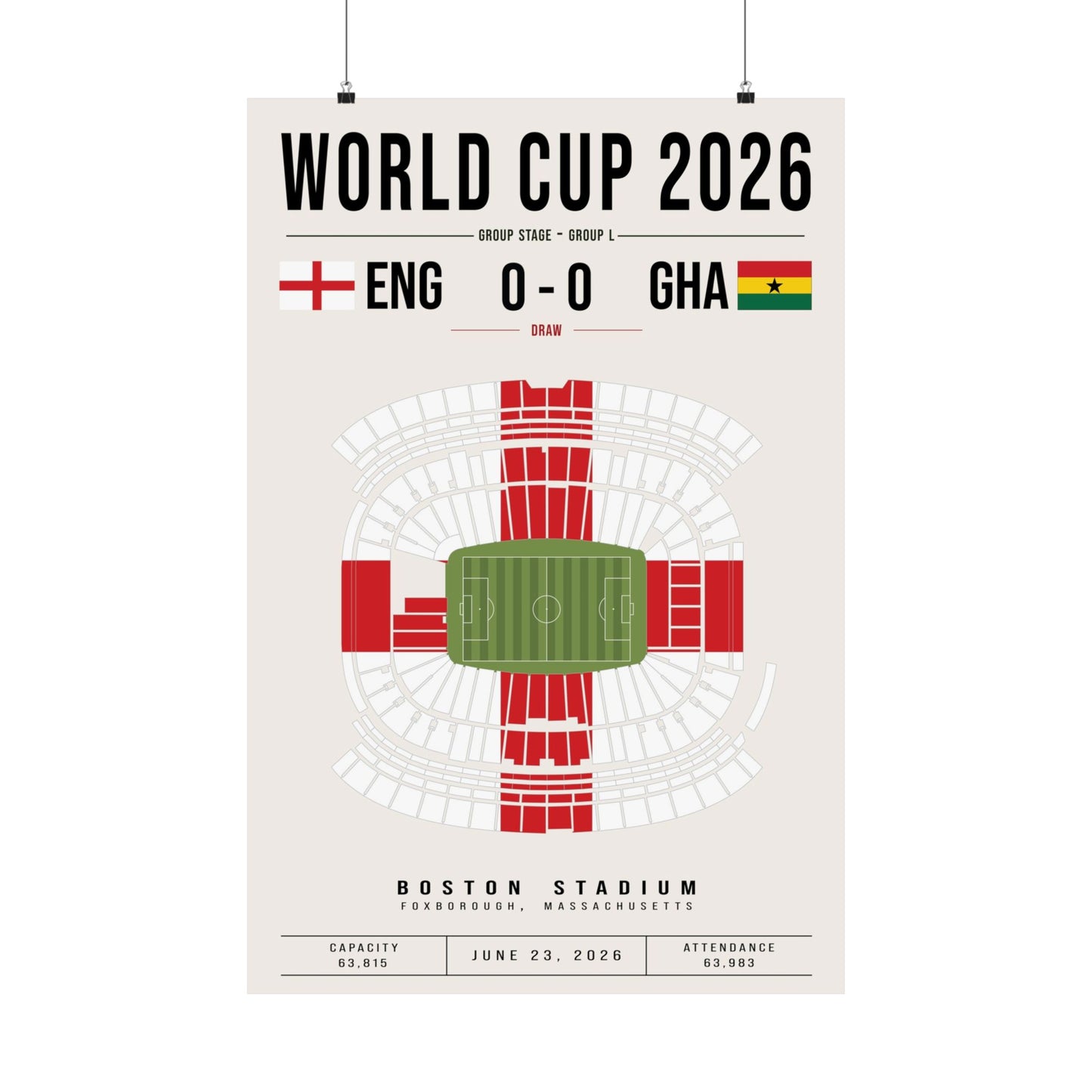 England vs. Ghana World Cup Soccer Poster | ENG Flag Wall Art