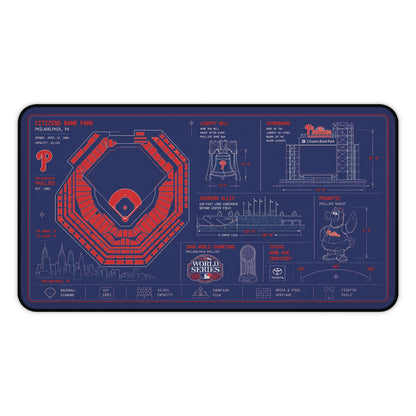 Baseball Stadium Blueprint Desk Mat | Sports Field Diagram Mouse Pad