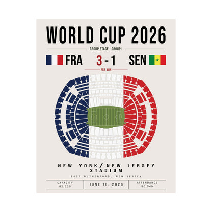 France vs. Senegal World Cup Match Poster – Stadium Seat Map with French Flag