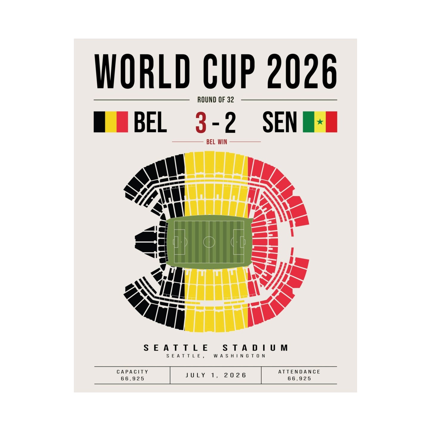 Belgium vs. Senegal World Cup Match Poster