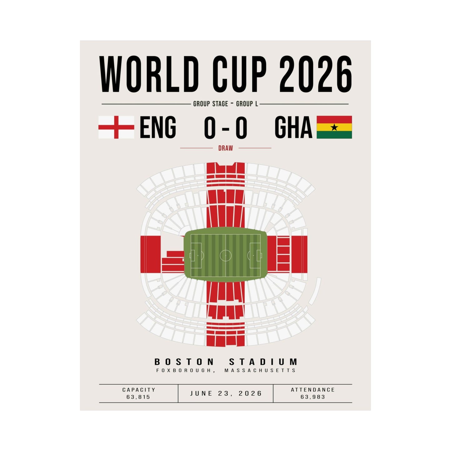 England vs. Ghana World Cup Soccer Poster | ENG Flag Wall Art