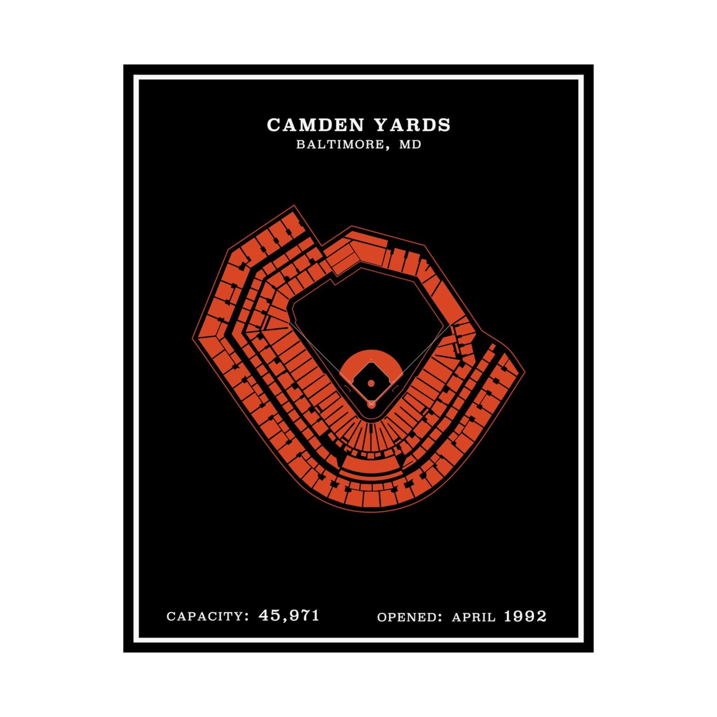 Camden Yards Stadium Poster | Modern Border