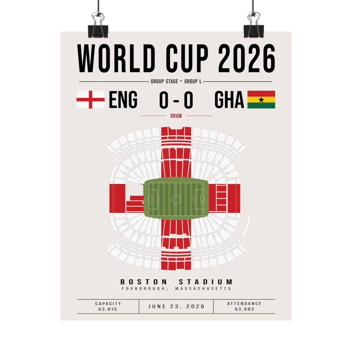 England vs. Ghana World Cup Soccer Poster | ENG Flag Wall Art