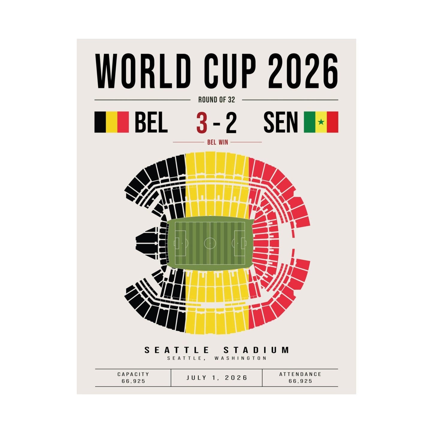 Belgium vs. Senegal World Cup Match Poster