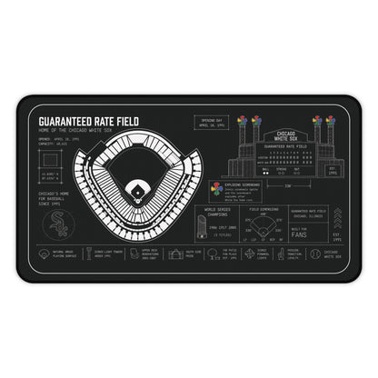 Guaranteed Rate Field Stadium Diagram Desk Mat | Baseball Ballpark Blueprint