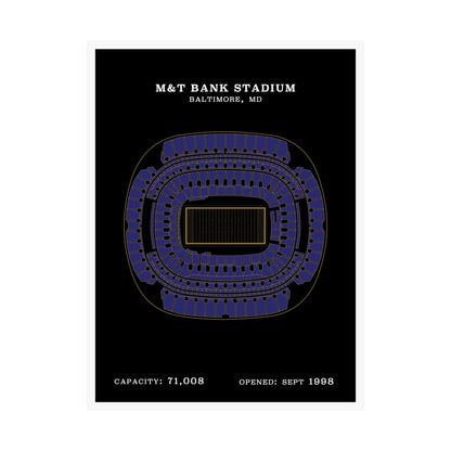 M&T Bank Stadium Poster Black Gold | Classic Border