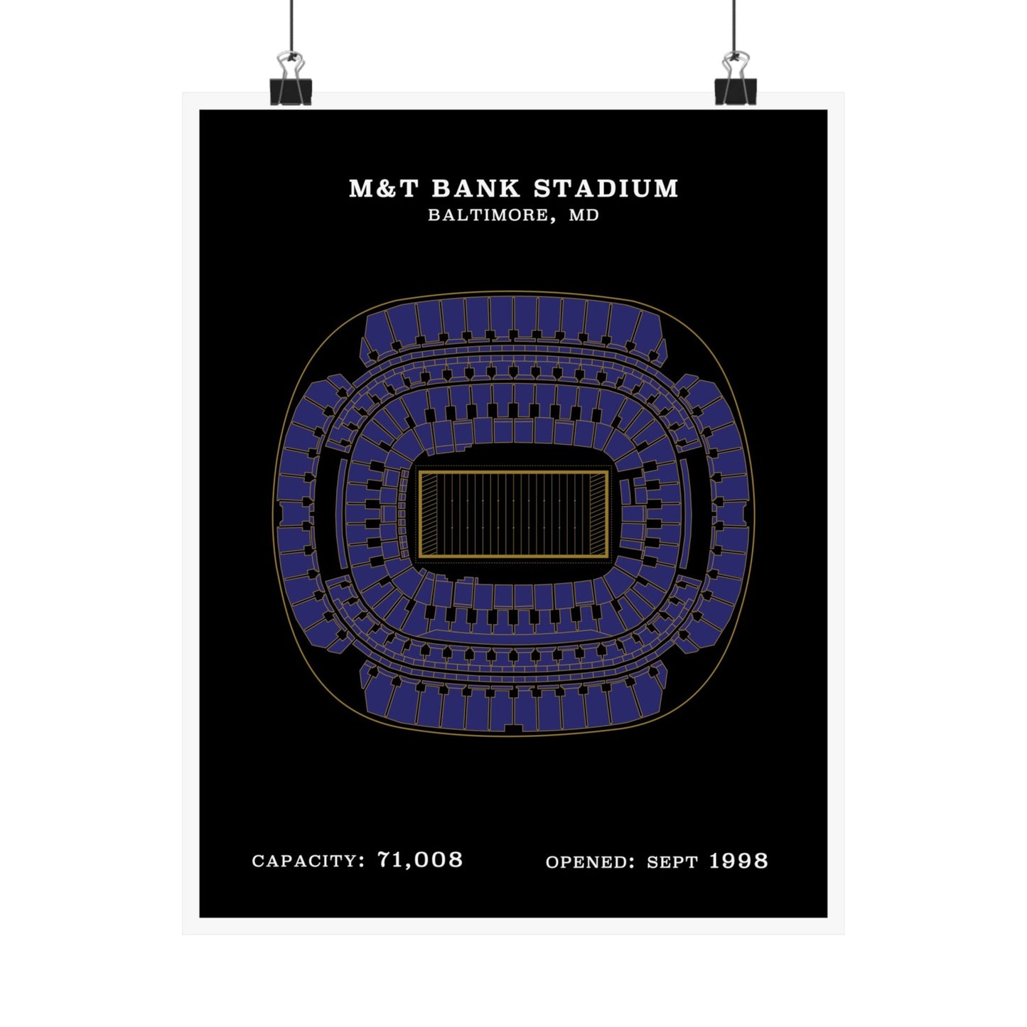 M&T Bank Stadium Poster Black Gold | Classic Border
