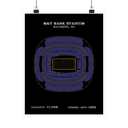 M&T Bank Stadium Poster Black Gold | Classic Border