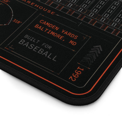 Camden Yards Desk Mat, Baltimore Stadium Blueprint Mouse Pad