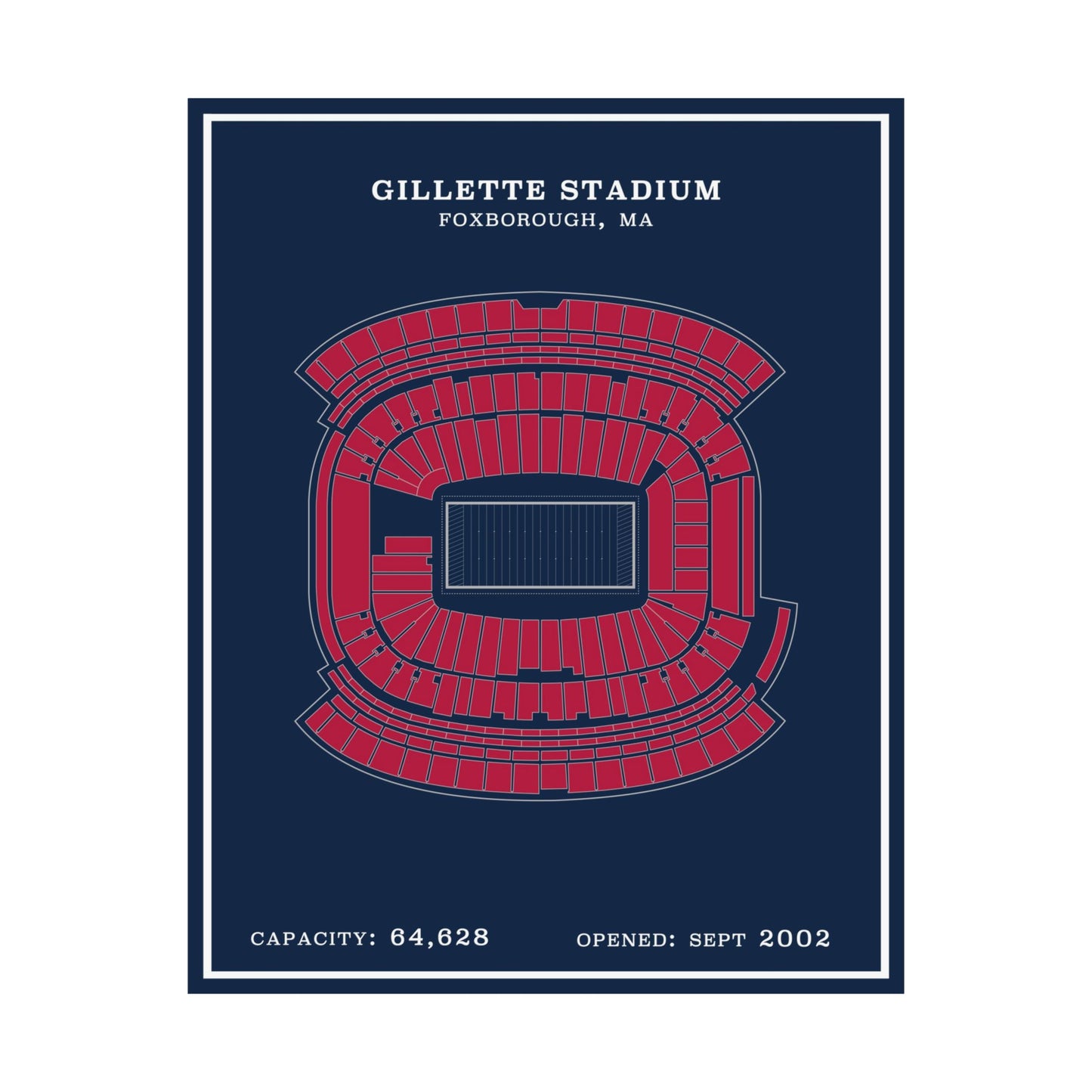 Gillette Stadium Poster | Modern Border