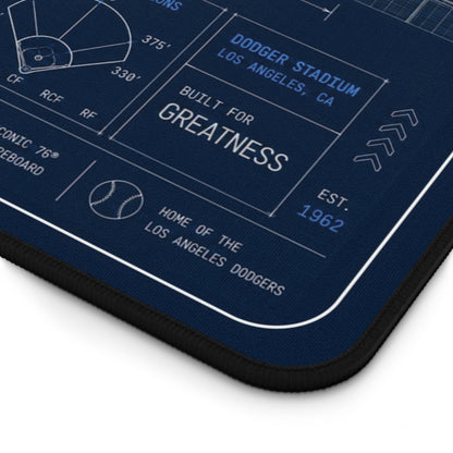 Dodger Stadium Blueprint Desk Mat | Baseball Stadium Layout Mouse Pad