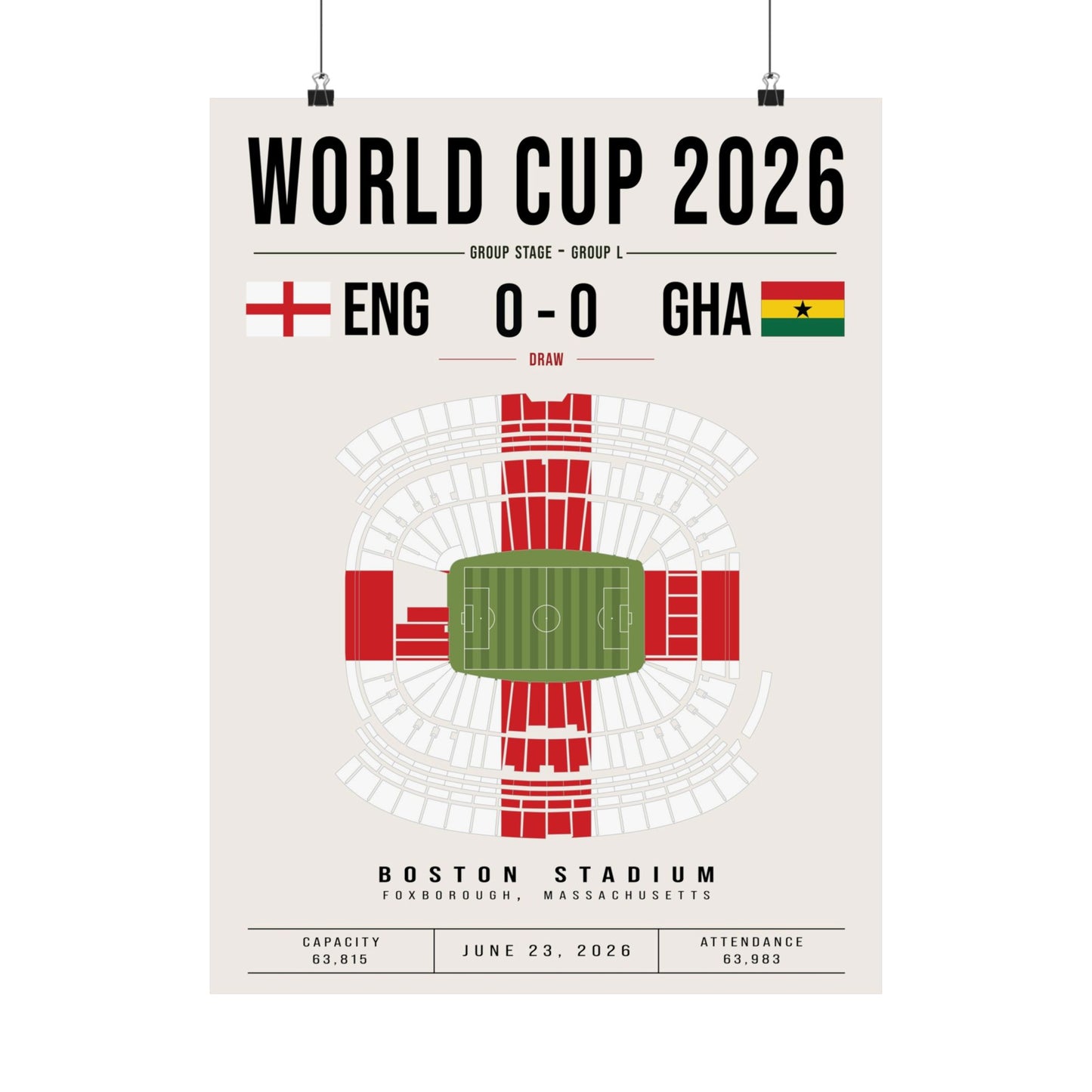 England vs. Ghana World Cup Soccer Poster | ENG Flag Wall Art