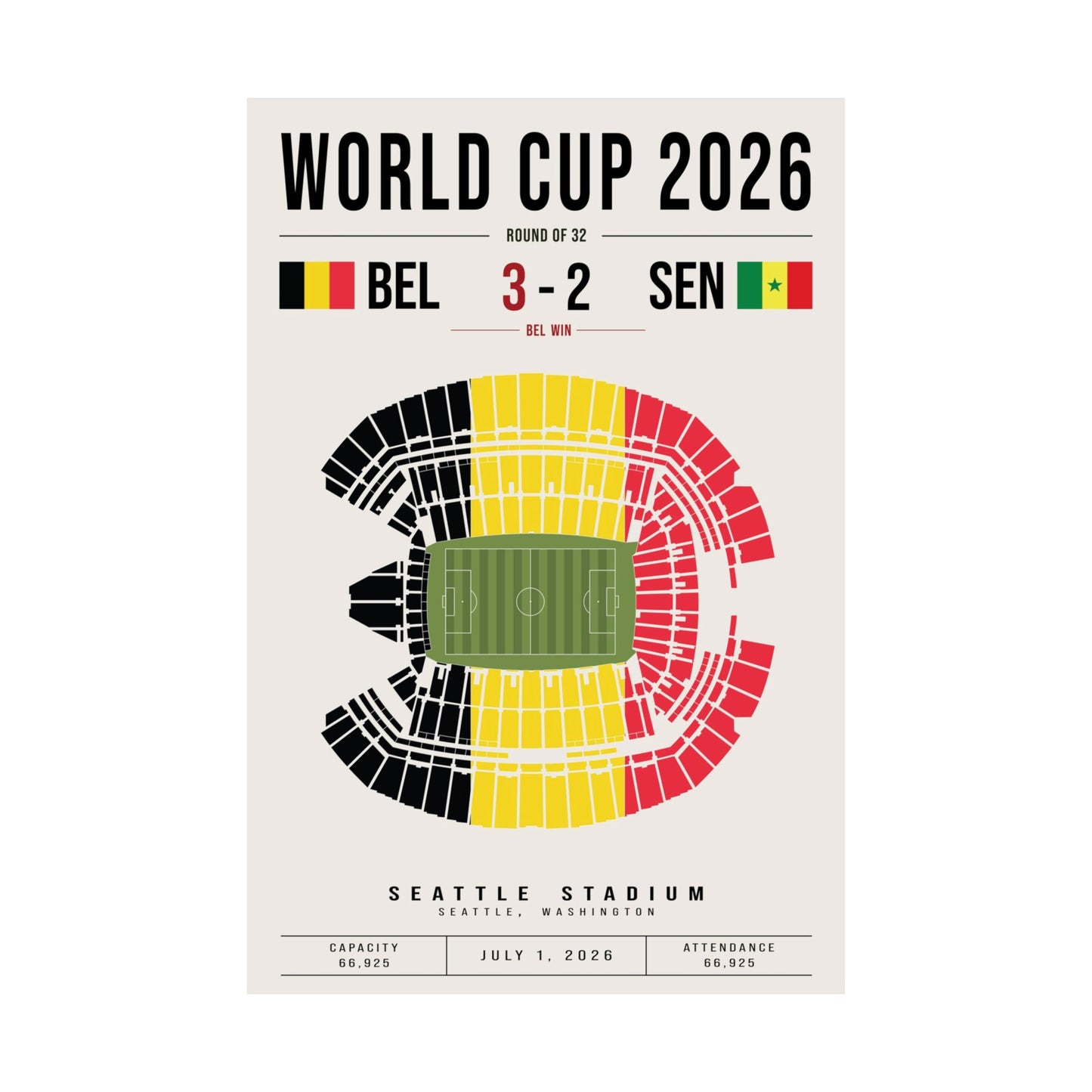 Belgium vs. Senegal World Cup Match Poster
