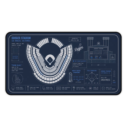 Dodger Stadium Blueprint Desk Mat | Baseball Stadium Layout Mouse Pad
