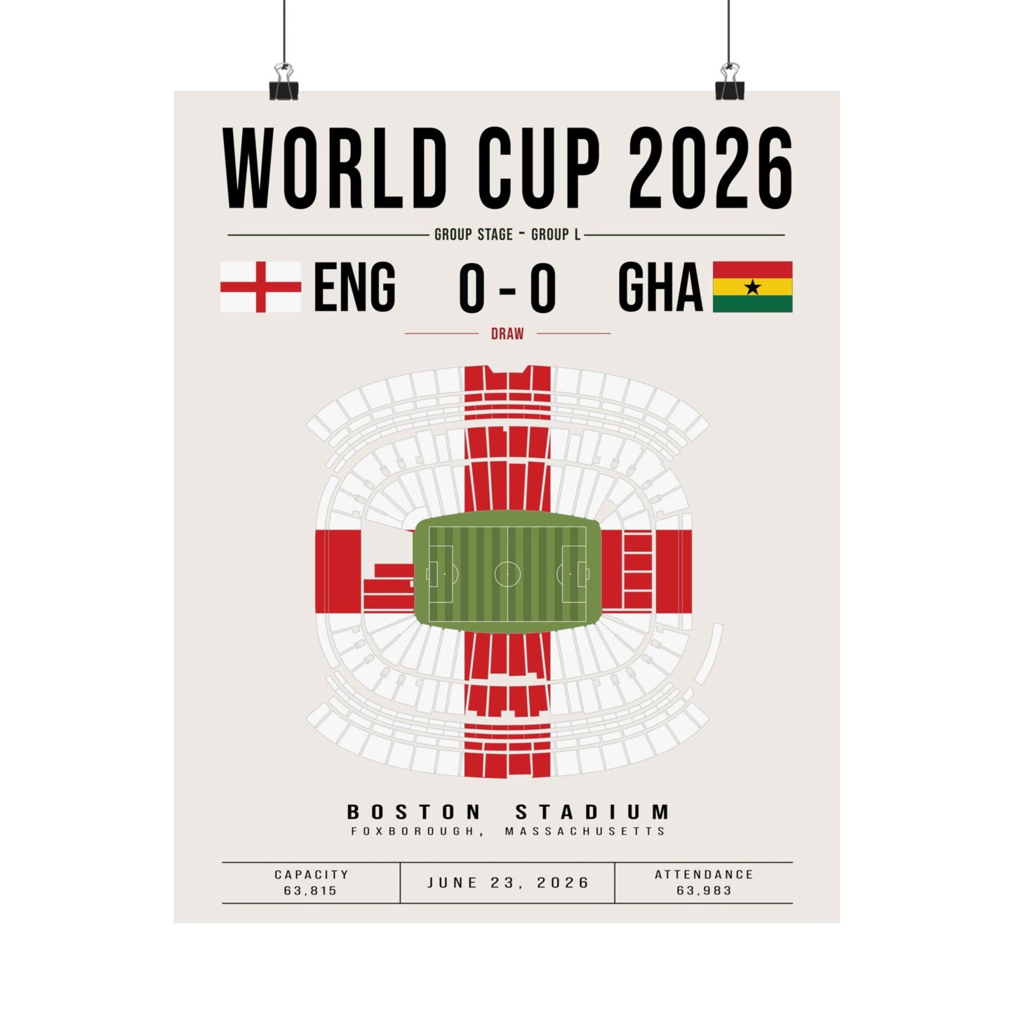 England vs. Ghana World Cup Soccer Poster | ENG Flag Wall Art
