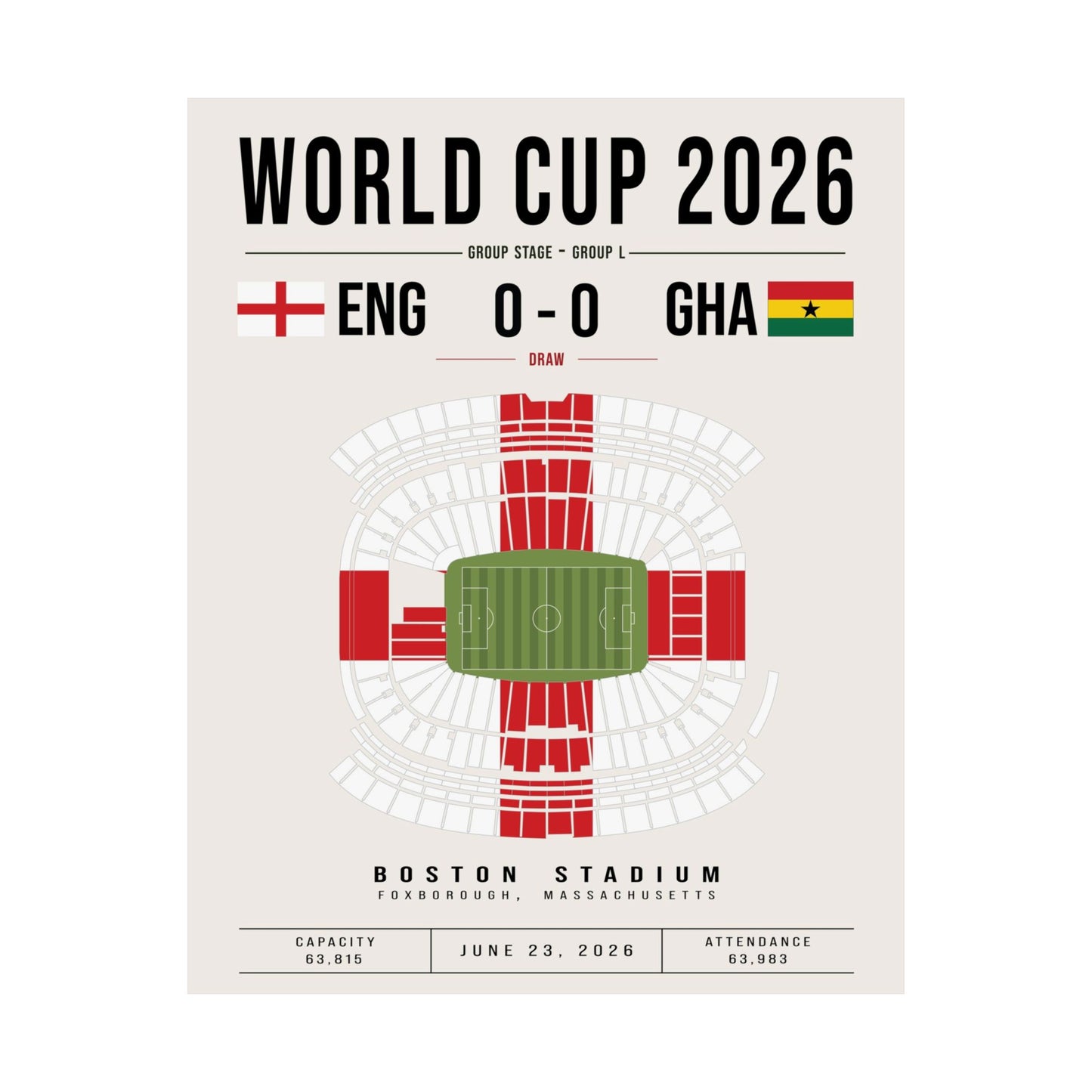 England vs. Ghana World Cup Soccer Poster | ENG Flag Wall Art