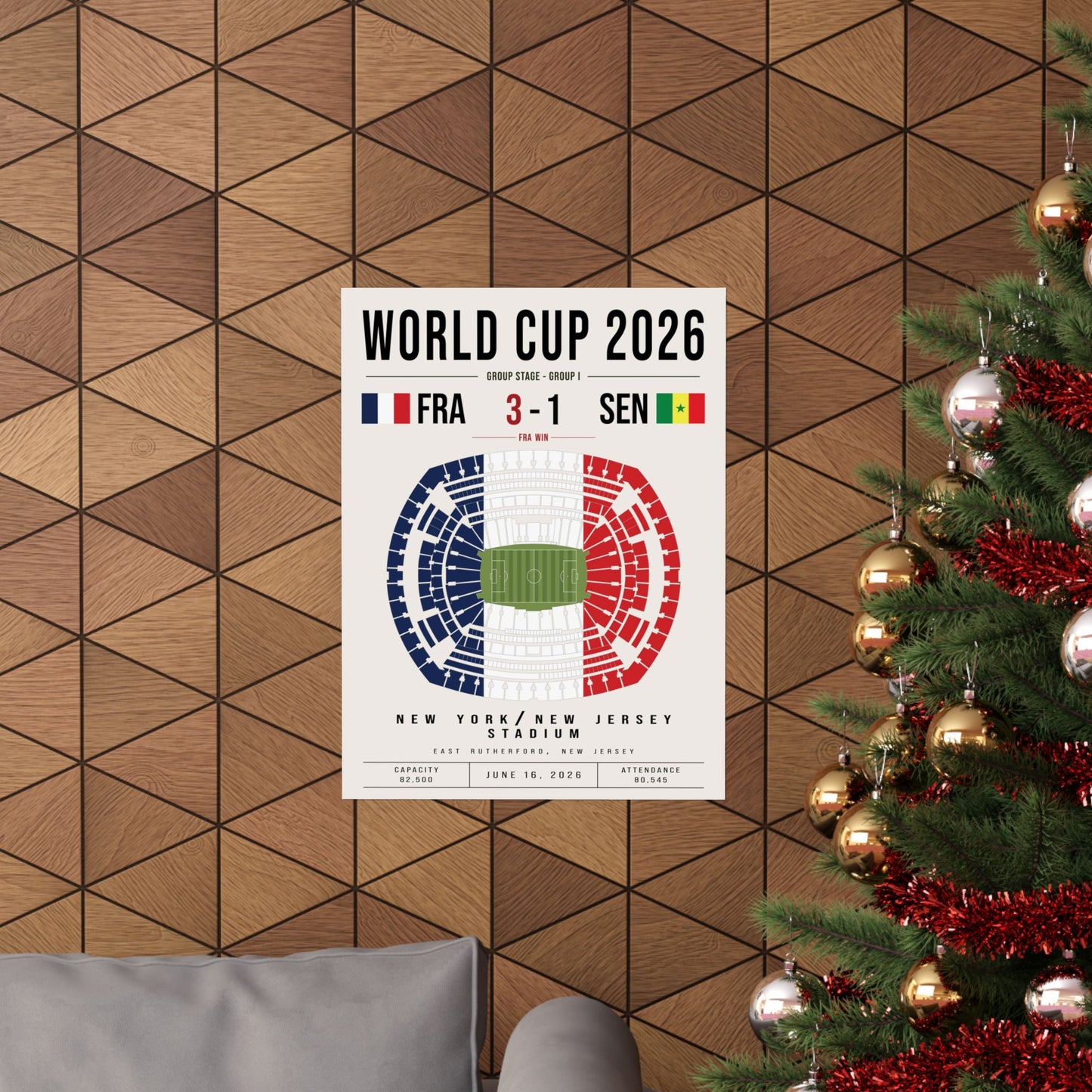 France vs. Senegal World Cup Match Poster – Stadium Seat Map with French Flag