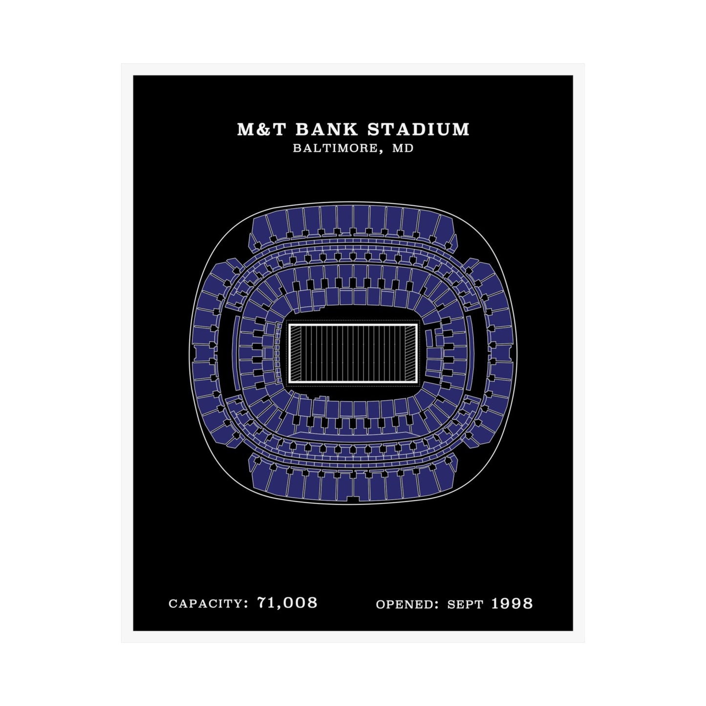 M&T Bank Stadium Poster Black White | Classic Border