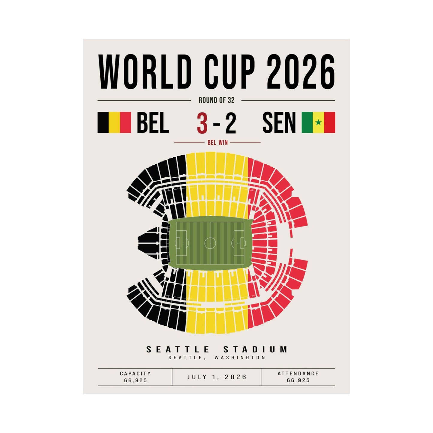 Belgium vs. Senegal World Cup Match Poster