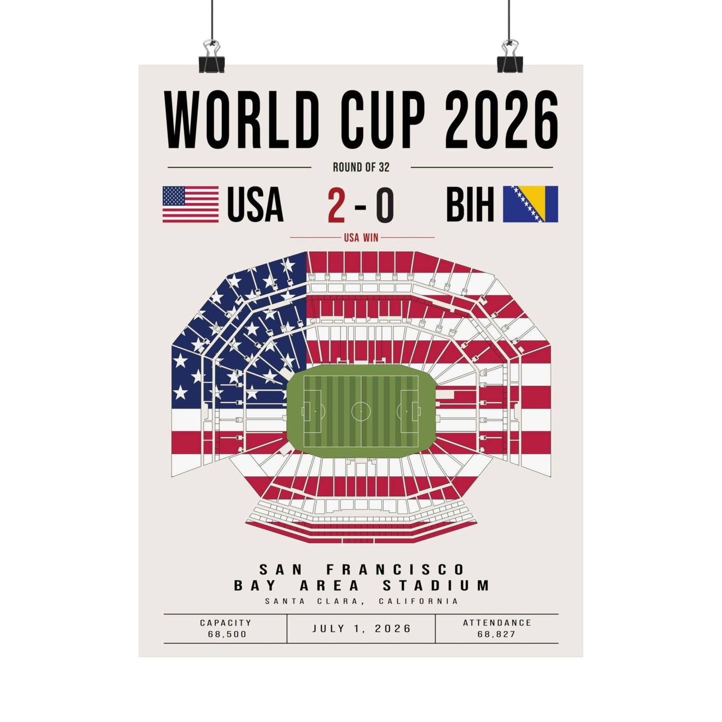 USA vs. Bosnia World Cup Match Poster