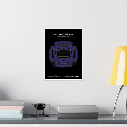 M&T Bank Stadium Poster Black Gold | Classic Border