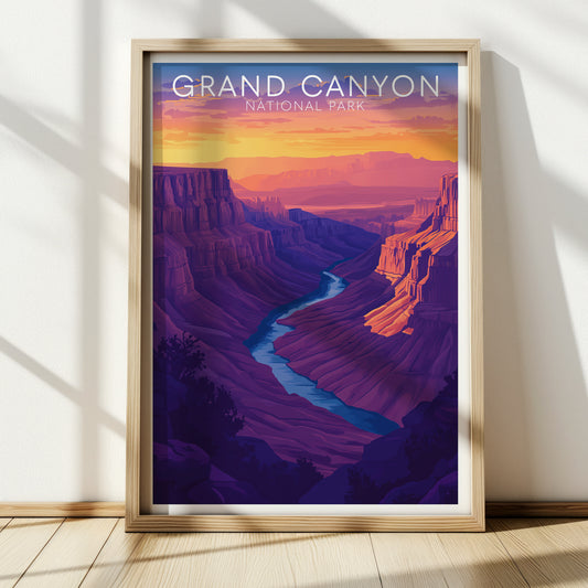 Grand Canyon Poster — Vintage National Park Wall Art Print for Travel & Southwest Home Decor