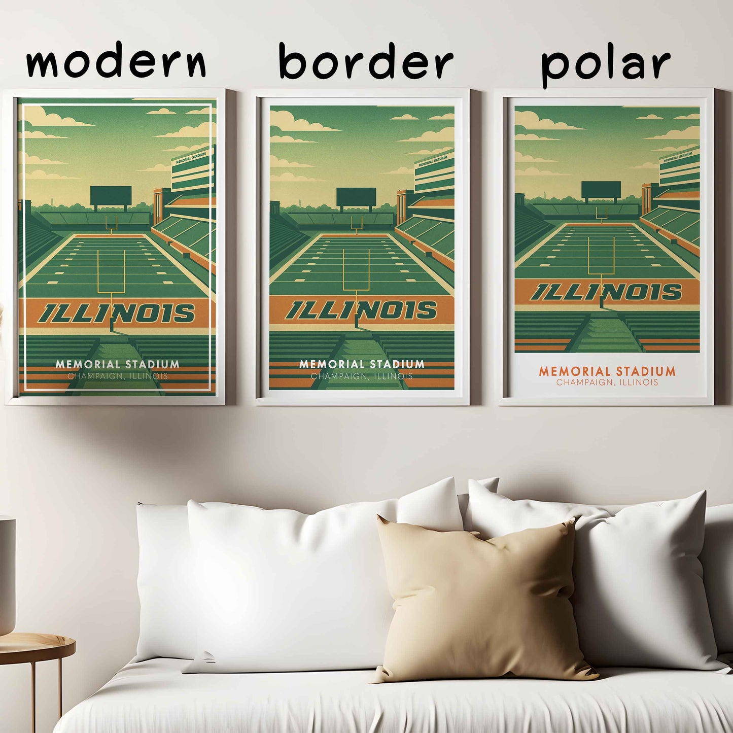 Memorial Stadium Illinois Art Print: Minimalist College Football Poster
