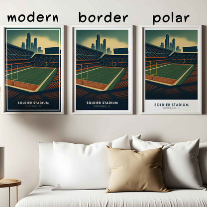 Soldier Field Poster – Chicago Illinois Football Stadium Wall Art Print