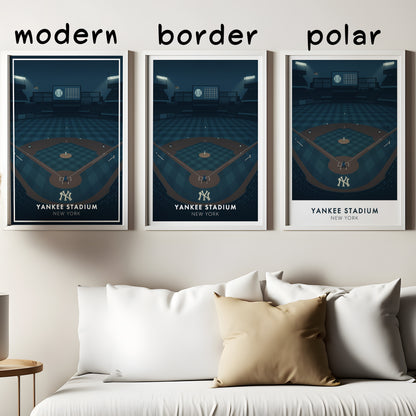 New York Night Baseball Poster, Minimalist Stadium Art Print