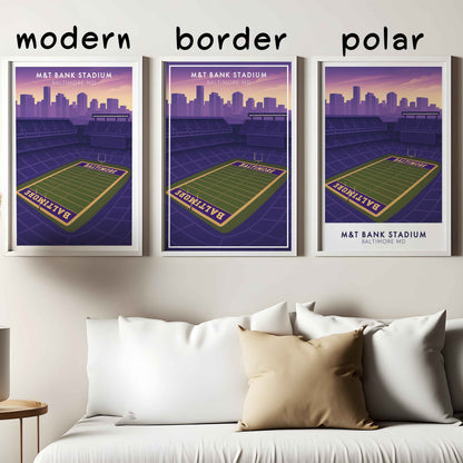 M&T Bank Stadium Poster Baltimore Football Wall Art Print | City Skyline Sports Decor