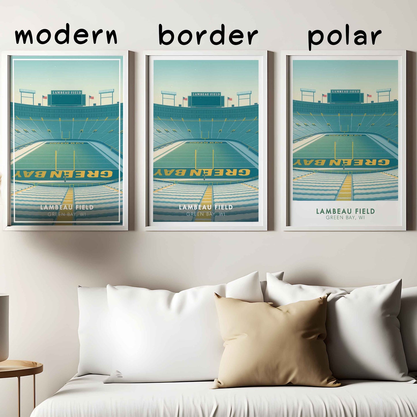 Lambeau Field Poster Green Bay Football Stadium Wall Art Print for Home Decor & Fans