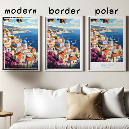 Santorini Poster – Greece Coastal Wall Art, Mediterranean Travel Print, Island Decor