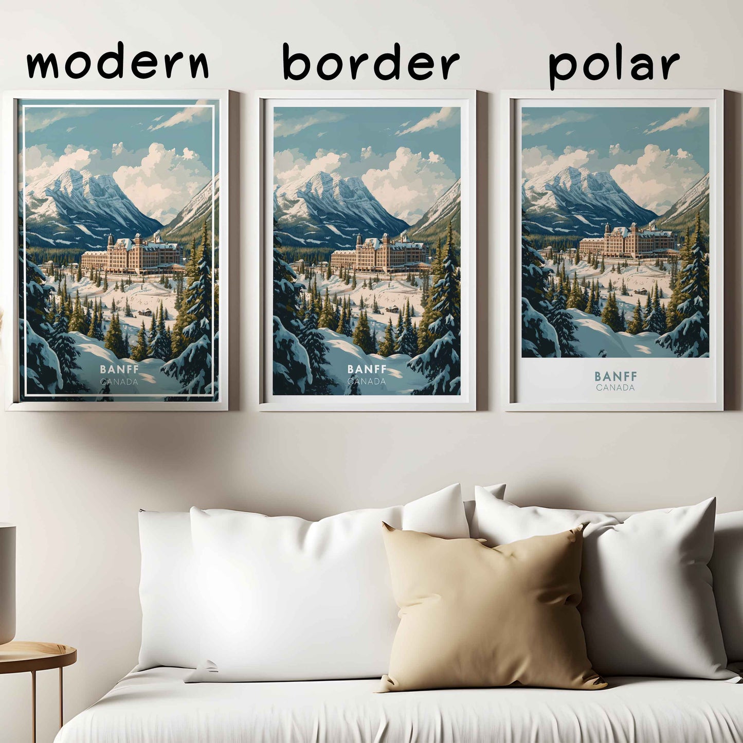 Banff Poster – Canada Travel Wall Art, Rocky Mountain Winter Print, Castle Hotel Decor