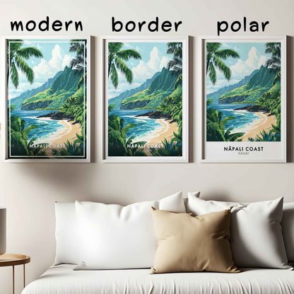 Nā Pali Coast Poster – Kauai Hawaii Wall Art, Tropical Beach Print, Coastal Landscape Decor