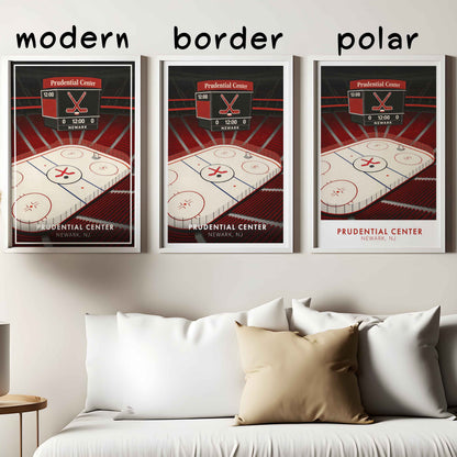 Prudential Center Poster – Newark Hockey Arena Wall Art, Modern Ice Rink Print