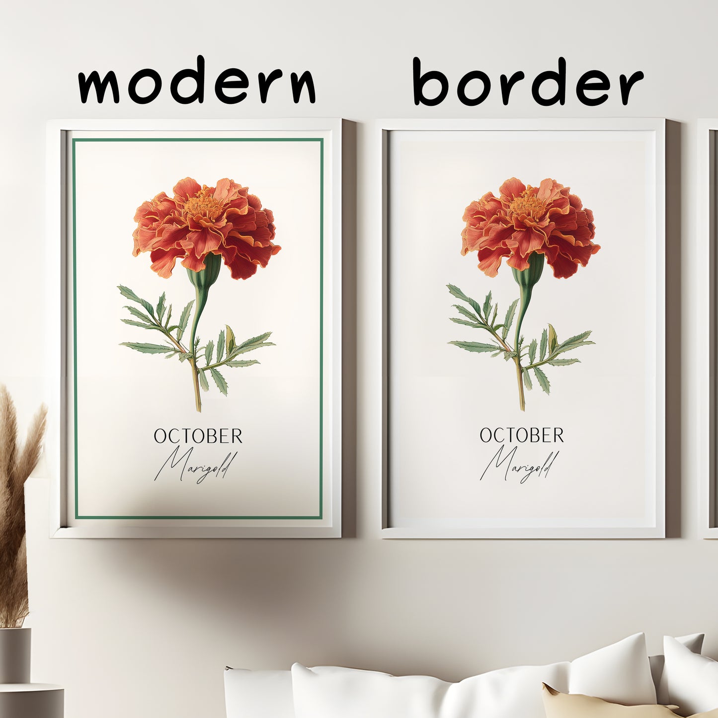 Marigold Print: October Birth Flower Botanical Art