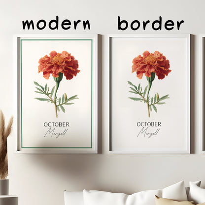 Marigold Print: October Birth Flower Botanical Art