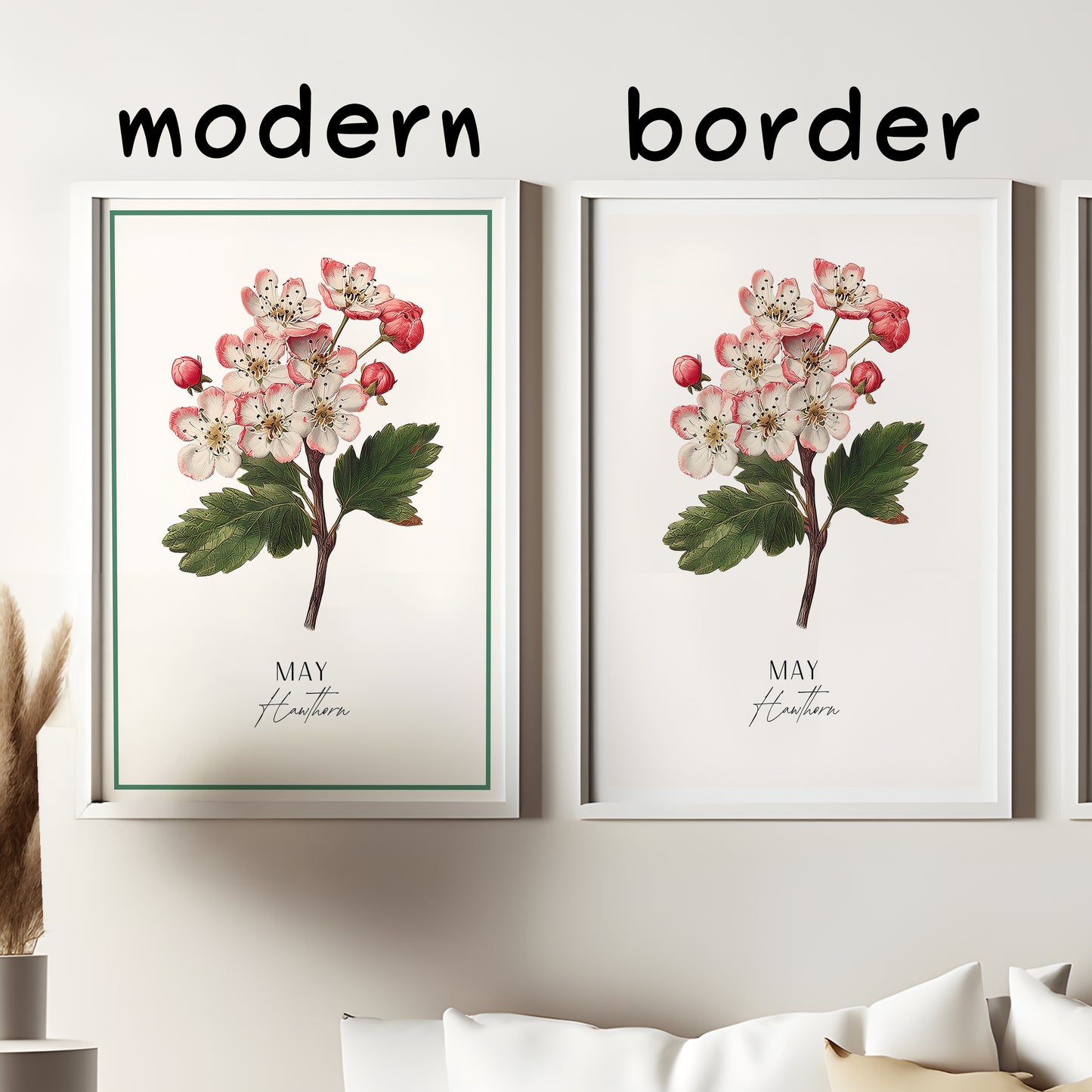 Hawthorn Print: May Birth Flower Botanical Art