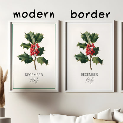 December Birth Flower Print – Holly