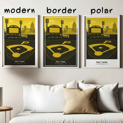 PNC Park Poster – Modern Pittsburgh Baseball Stadium Wall Art Print for Home or Office Decor
