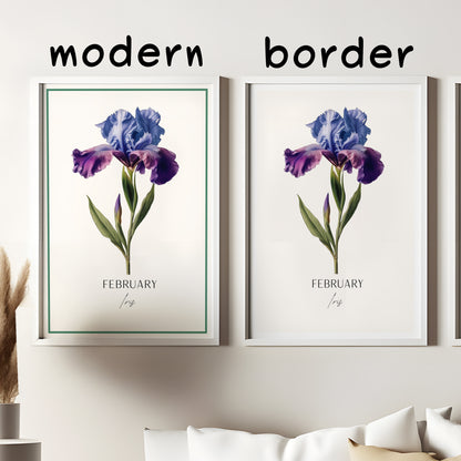 Iris Print: February Birth Flower Botanical Art