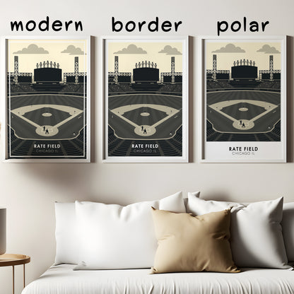 Minimalist Chicago Baseball Stadium Poster – South Side Ballpark Art Print