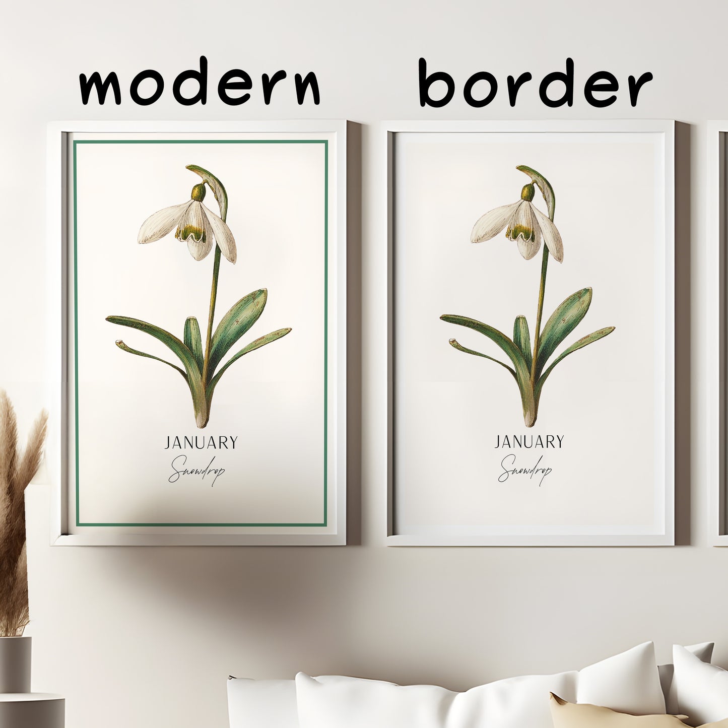 Snowdrop Print: January Birth Flower Botanical Art