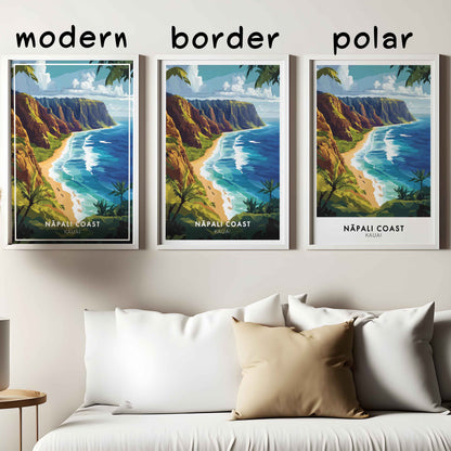 Nā Pali Coast Poster – Kauai Hawaii Wall Art, Tropical Beach Print, Coastal Travel Decor