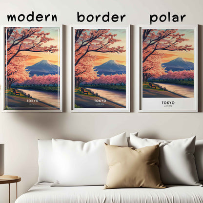 Tokyo Poster – Japan Travel Wall Art, Cherry Blossom Print, Mount Fuji Landscape Decor