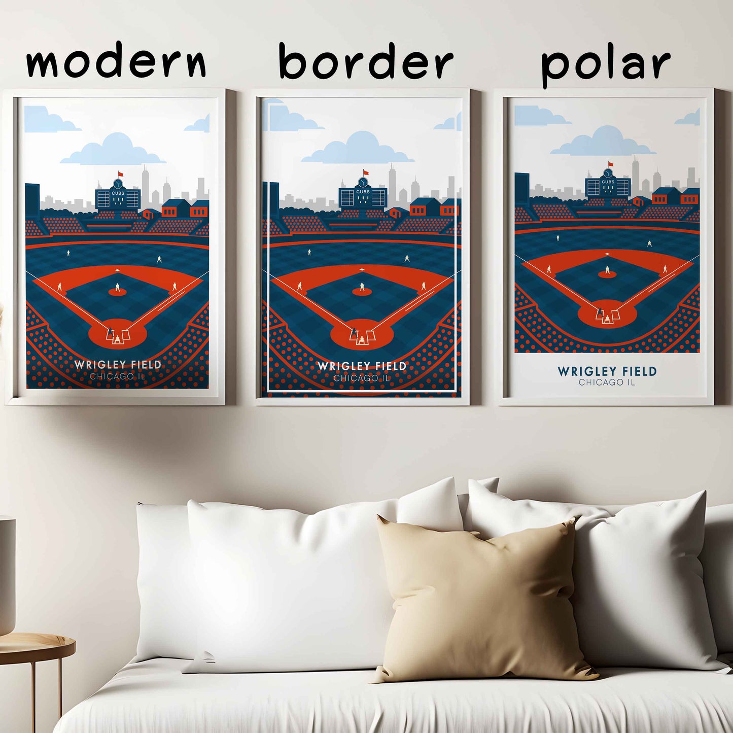 Wrigley Field Chicago Poster – Retro Modern Baseball Stadium Wall Art Print