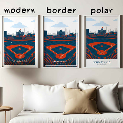 Wrigley Field Chicago Poster – Retro Modern Baseball Stadium Wall Art Print
