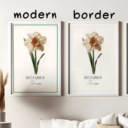 Narcissus Print: December Birth Flower Botanical Art